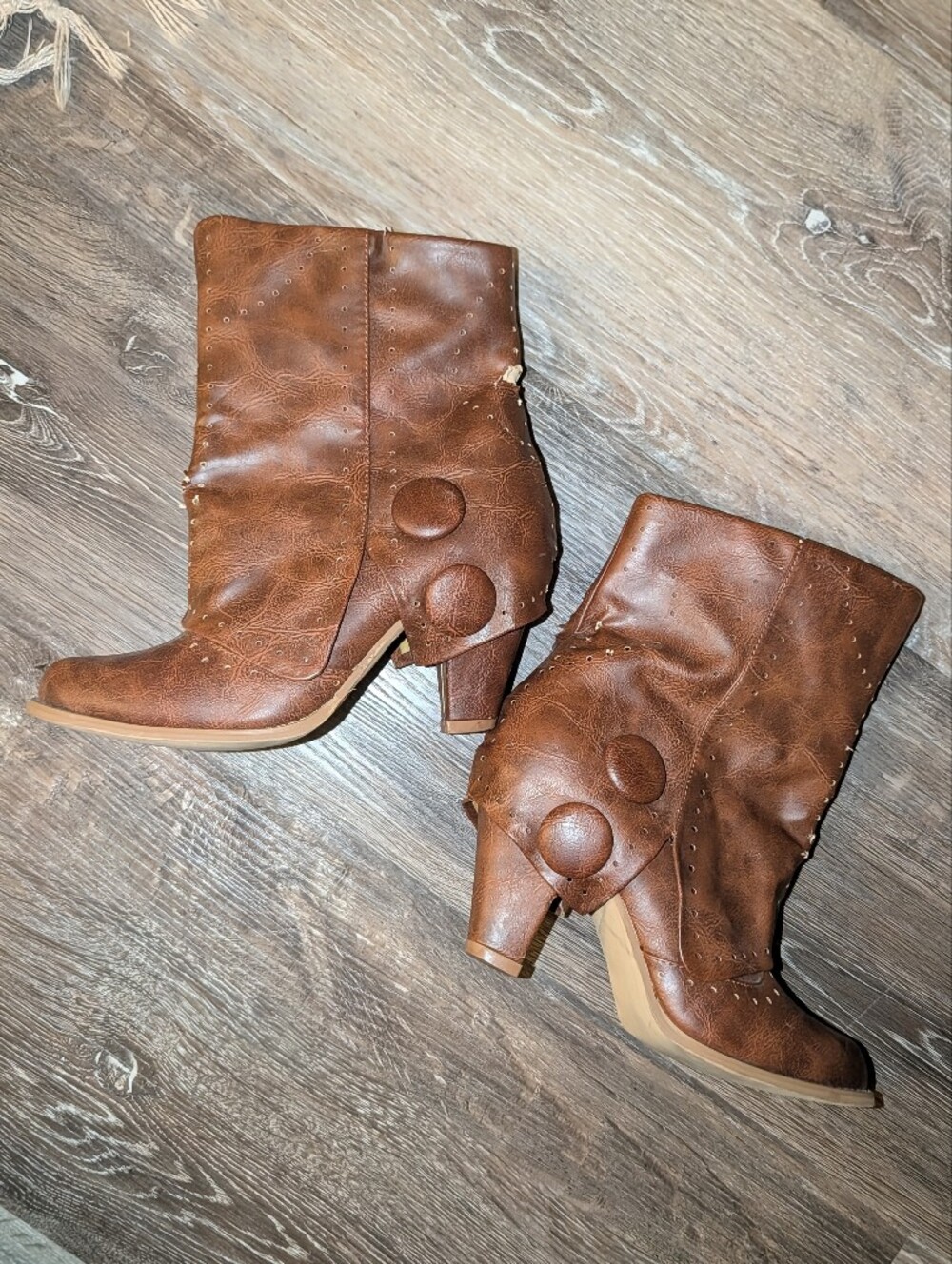 Y2K Brown Fold-Over Heeled Boots